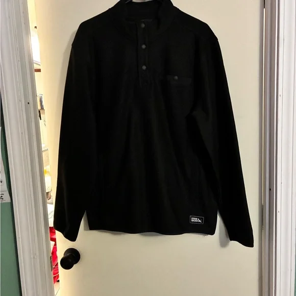 NWOT Eddie Bauer Black Pullover Fleece Sweater Crafted From Heathered Fleece - Picture 10 of 10